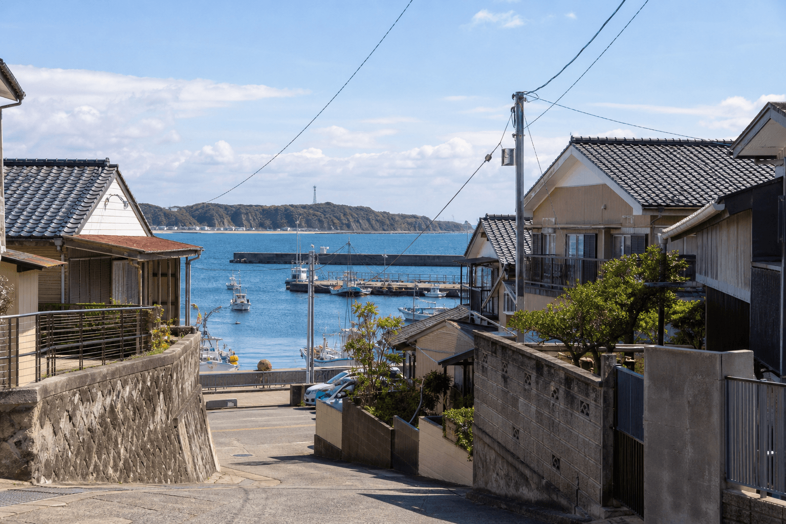 三浦半島の港町の風景
