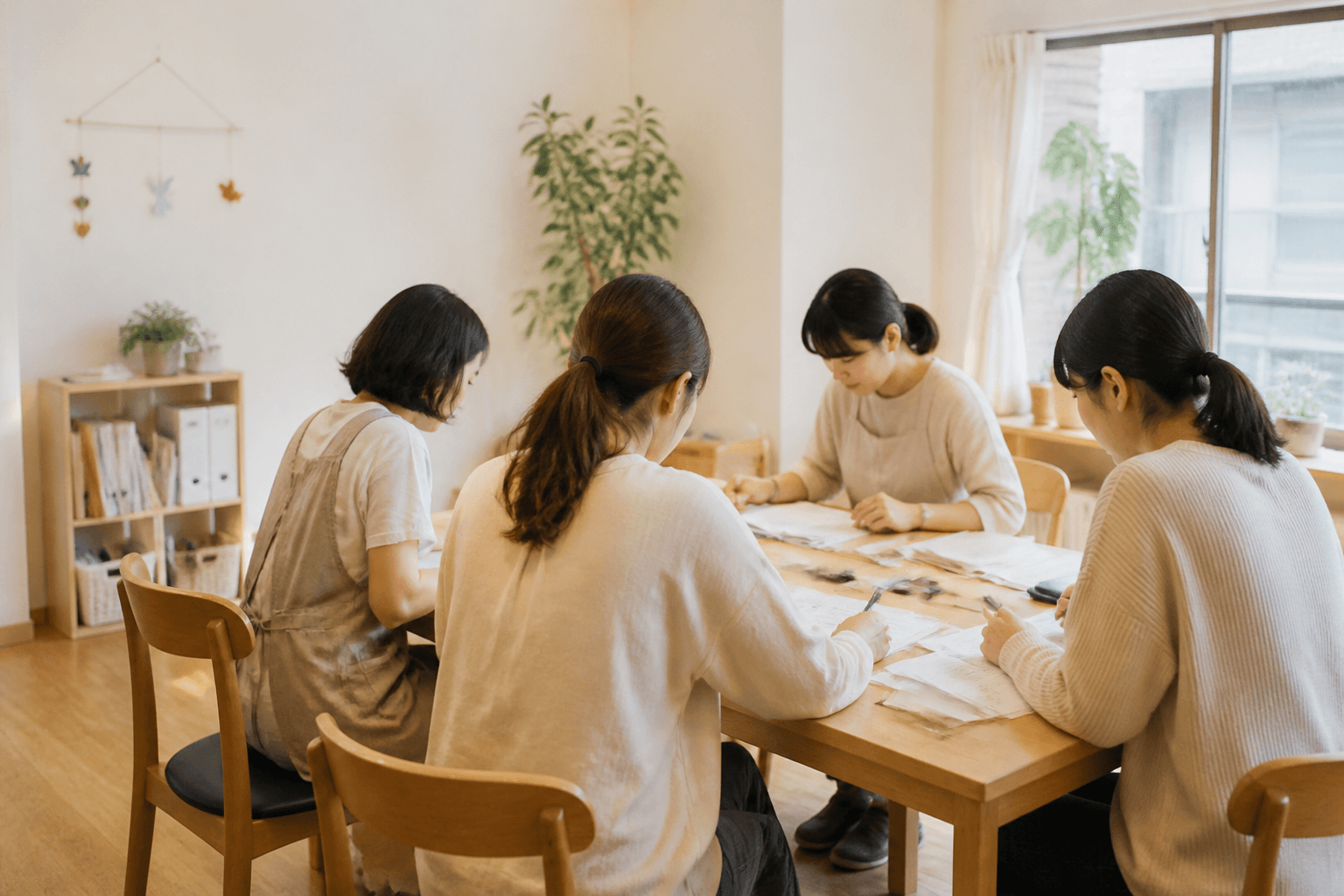 明るい室内で仕事をする様子