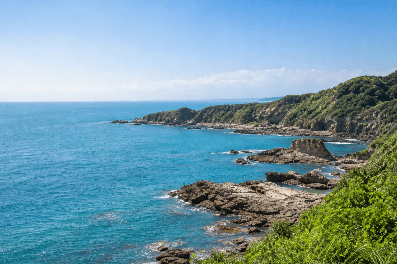 三浦半島の明るい海岸線